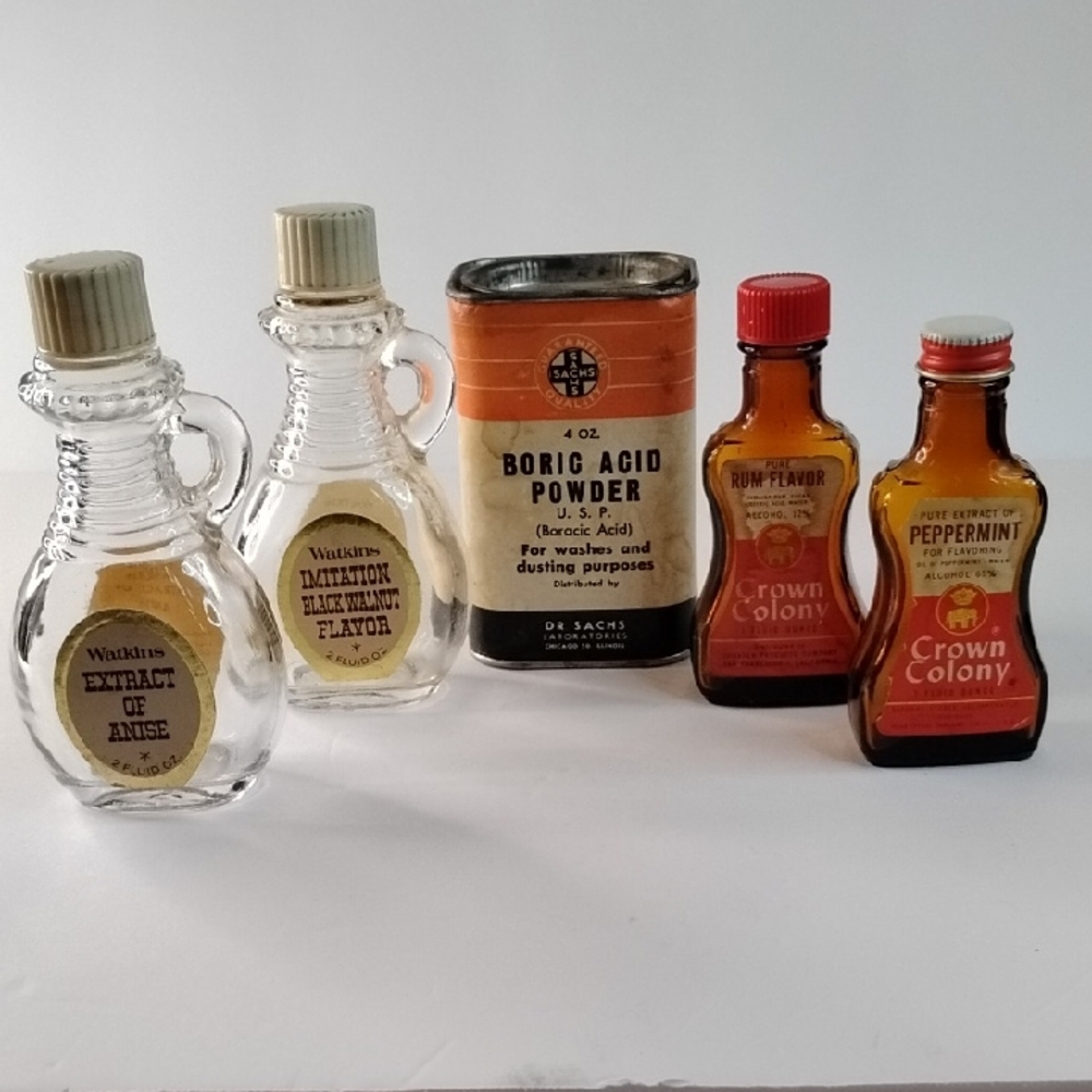 P-030 Vintage Watkins, Crown Colony and Dr. SACHS Decorative Bottle Trio